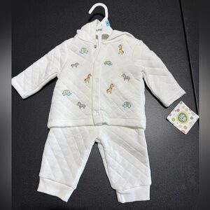 NWT Little Me White Quilted Set